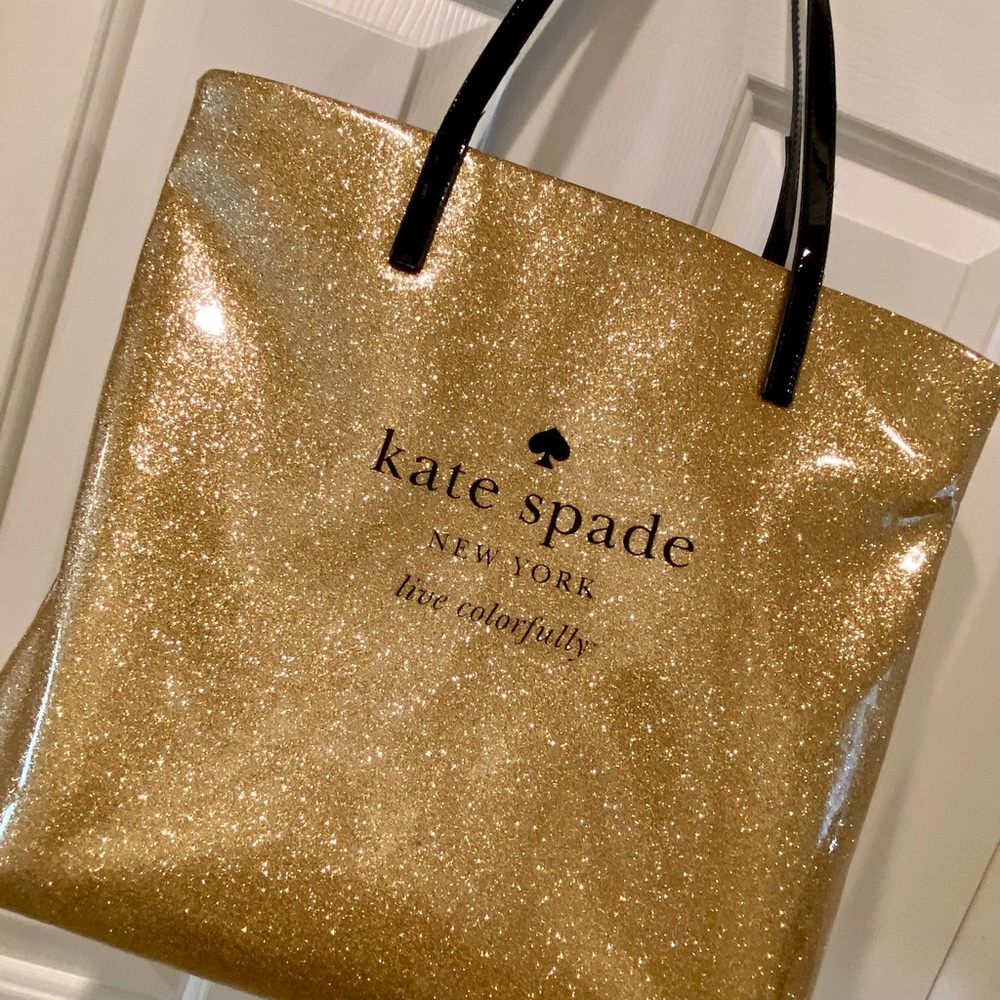 Kate Spade ♠️ large gold glittery bag